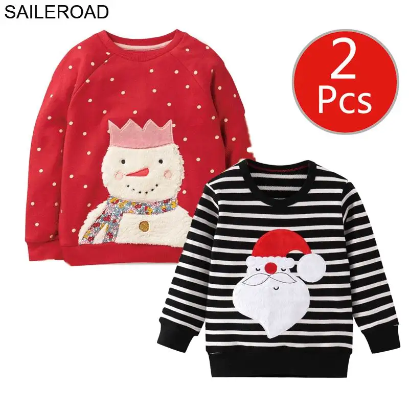 9025 9021 photo SAILEROAD 2 шт. Животная Девушка Толстовка Рождество Олень Дети Толстовки Осень детская Маленькая Одежда Хлопок Детская Толстовка 7 Год - Цвет: 9025 9021 photo