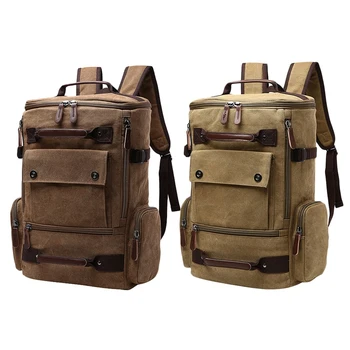 

AUAU-Men's Backpack Vintage Canvas Backpack School Bag Men's Travel Bags Large Capacity Backpack Laptop Backpack Bag