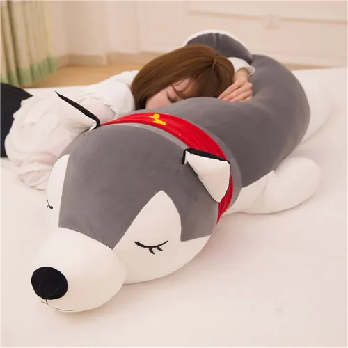 Fancytrader 51'' Giant Stuffed Husky Dog Hugging Pillow Toy Big Stuffed Animal Lying Husky Dog Toy Kids Gift 130cm 2 Colors (3)