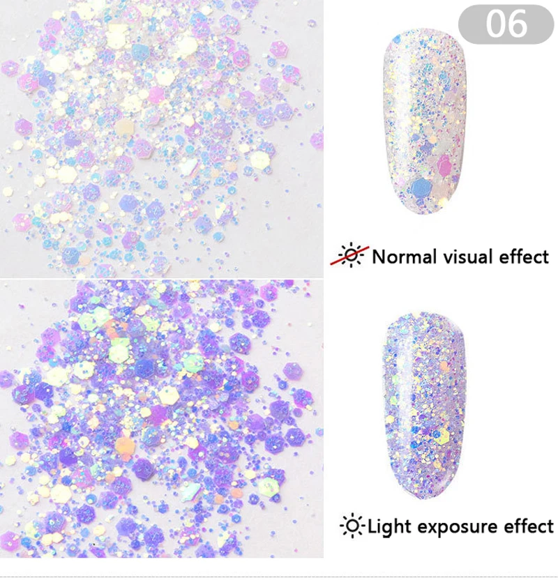 1 г Хамелеон блестящий красочный УФ-гель для дизайна ногтей маникюр пигмент порошок пыль маленькие хлопья украшения DIY ногти блестки - Цвет: 10-006