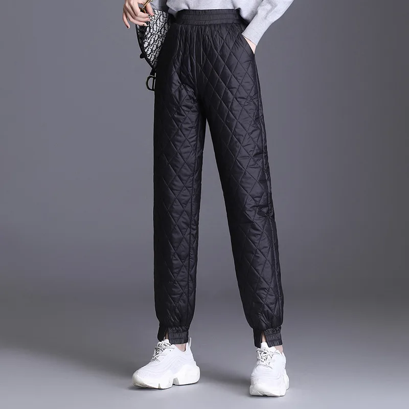 

Women Pants 2020New Winter Pockets Plue Size Basic Elastic High Waist Straight Female Down Haren Pants Thick warm Trousers Women