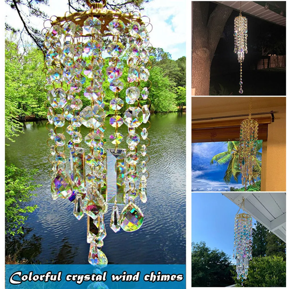 7PCS Hanging Crystal Prism Pendant Rainbow Suncatcher Window Chandelier  Decor US