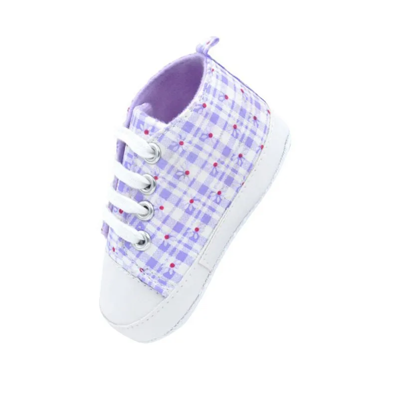 Purple Plaid Детская обувь унисекс с мягкой подошвой; Повседневная камуфляжная обувь для малышей 0-18 месяцев - Цвет: Purple Plaid