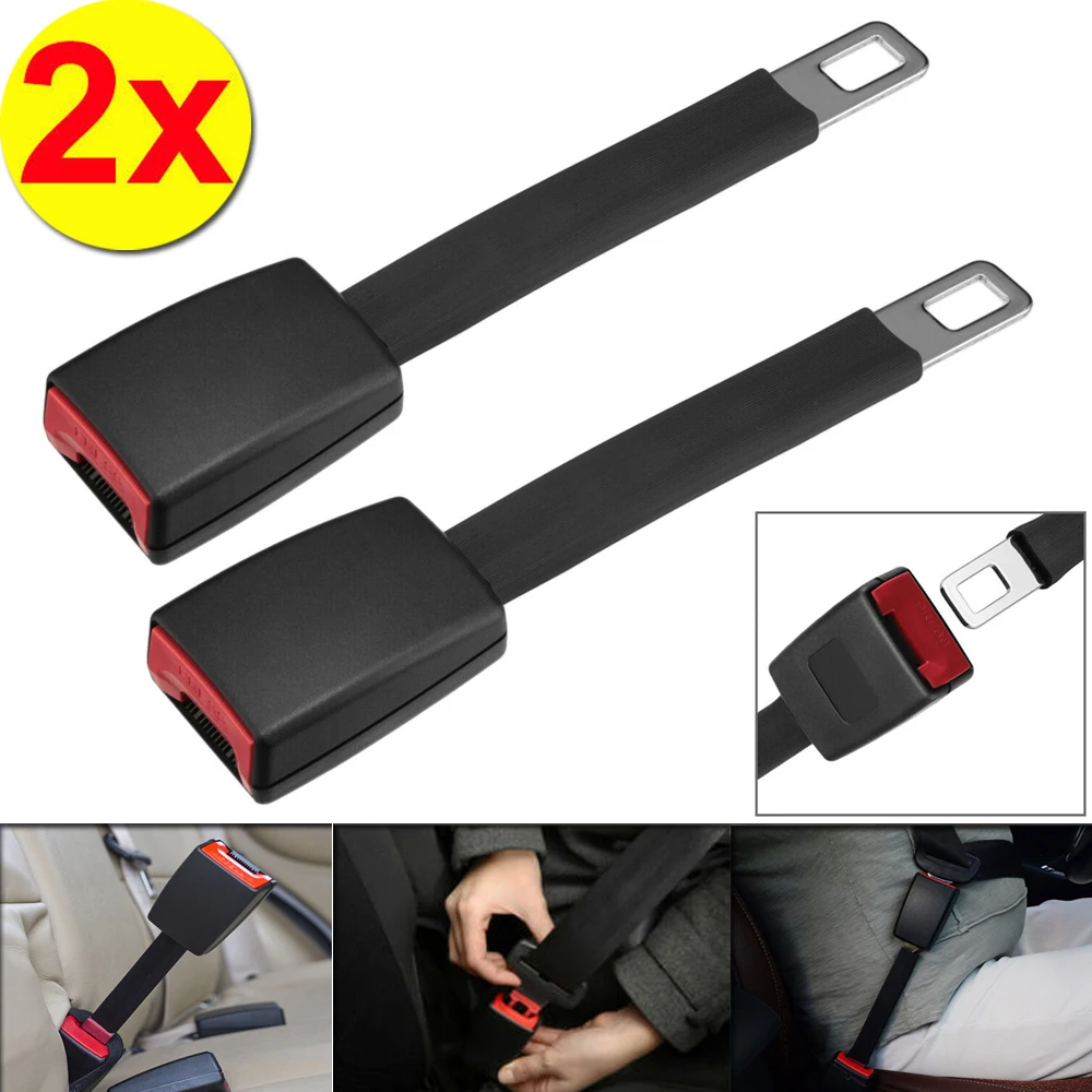 2x Universal Car Safety Seat Belt Buckle Extension Extender Clip Alarm Stopper