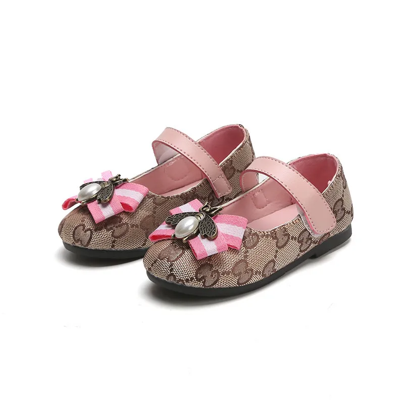 

2019 Spring New Girls Leather Shoes For Children's Fashion Bow Leopard Princess Shoes Flat Bottom Non-slip Dance Casual Shoes