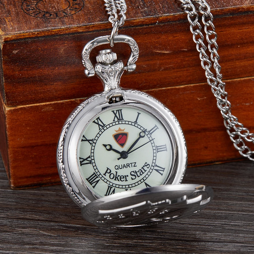 Royal Flush Pocket Watch Small Size Fob Watches with Chain (5)