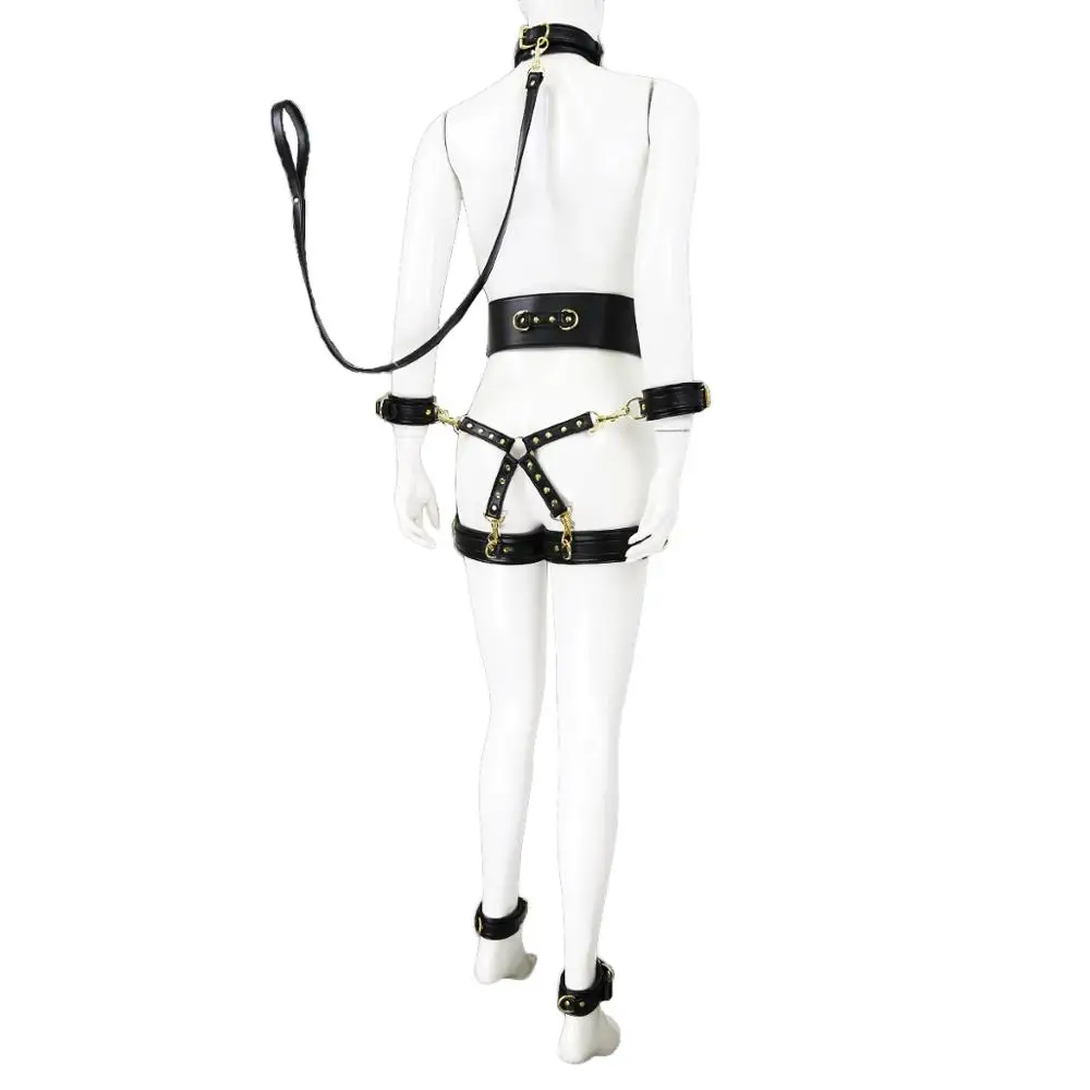 Sex Toys For Woman Men SM Bondage Set Erotic Restraint Collar 6 Cuffs Waistband Connection Adults Games For Couples