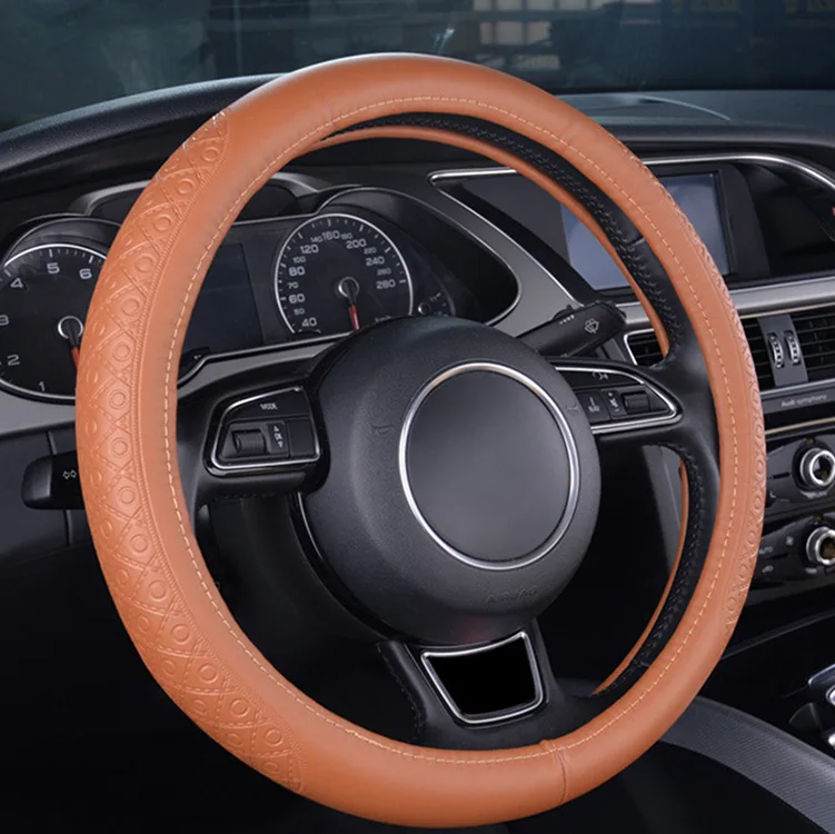 Tiguan Sagitar Lavida CC Bora Jetta чехол из натуральной кожи для рулевого колеса автомобиля Honda CRV Helter Skelter Fit