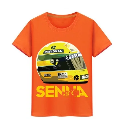 Ayrton Senna Шлем Футболка детская хлопковая футболка футболки для мальчиков и девочек от 3 до 11 лет, Детская футболка Детский скейтборд футболки - Цвет: Оранжевый
