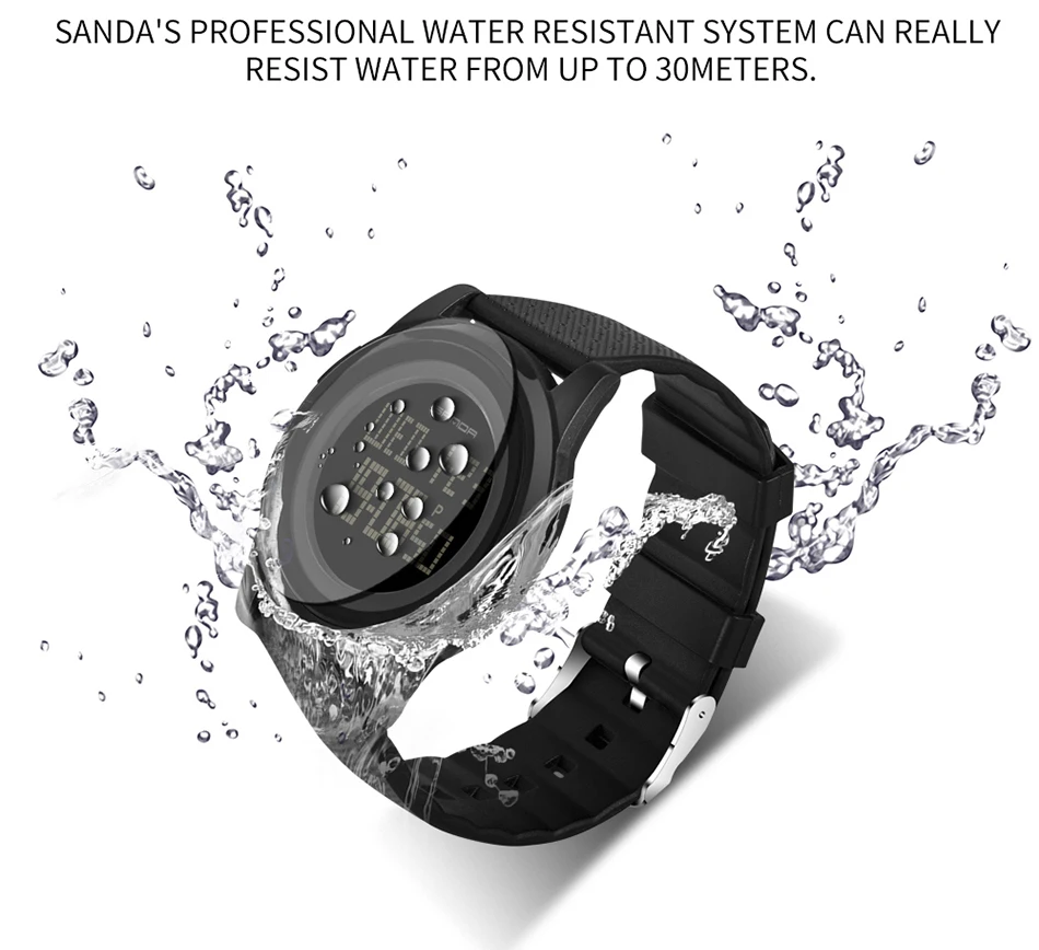 SANDA Fashion Men's Watches LED Timing Electronic Watch Multi-function Waterproof Outdoor Sports Wristwatch reloj hombre