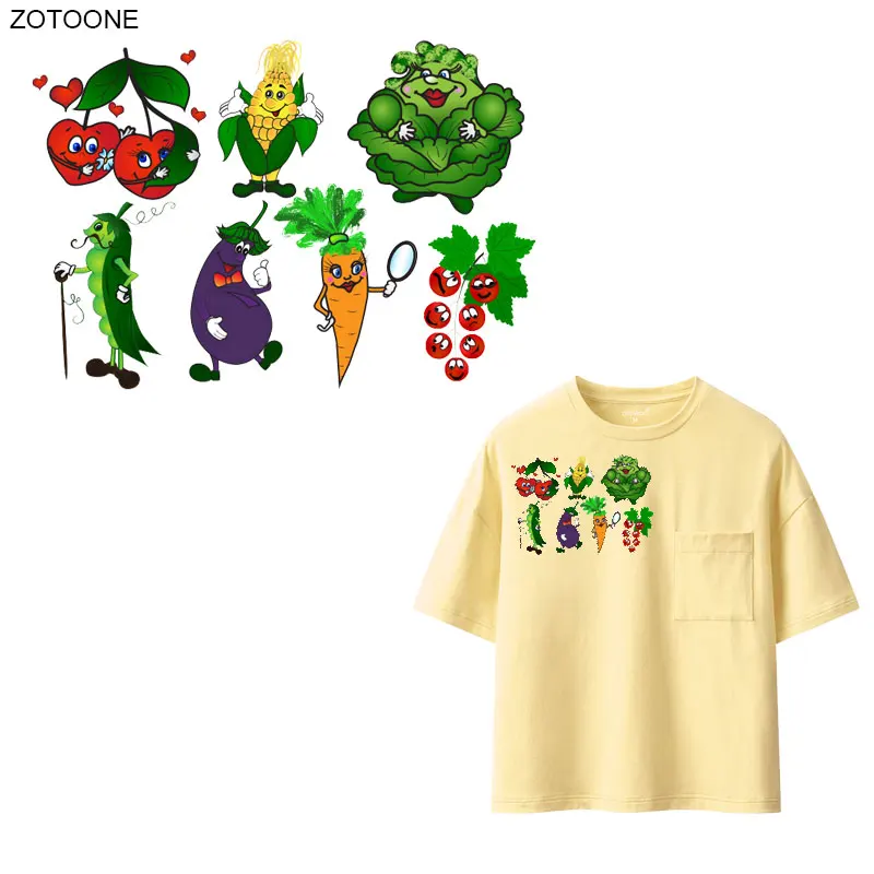 

ZOTOONE Vegetable Sticker Iron on Patch Heat Transfers for Clothing T-shirt for Kids Applications DIY Washable Patches Appliques