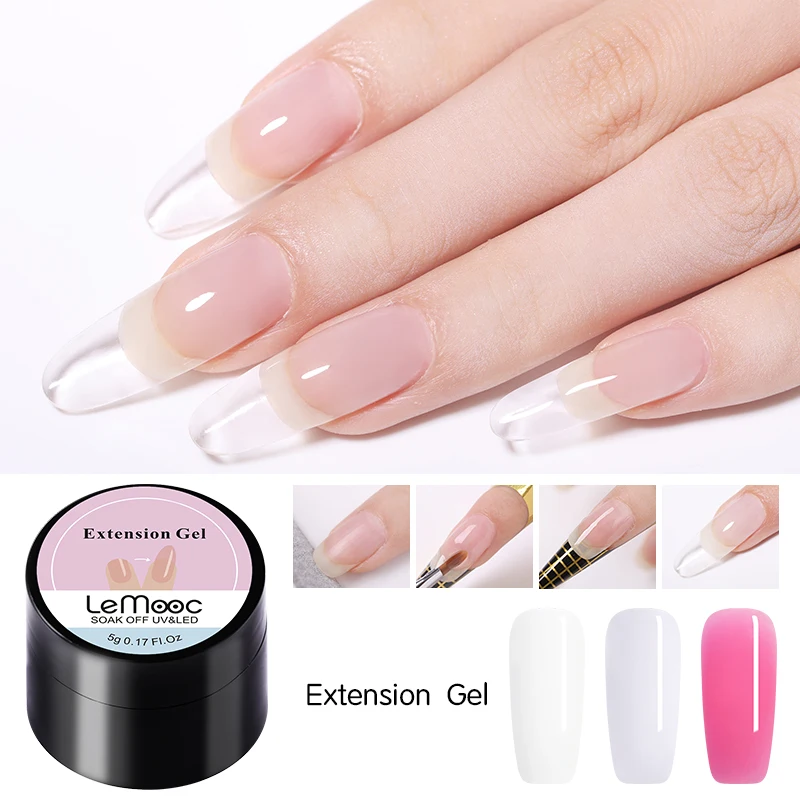 LEMOOC Crystal Extend UV Nail Poly Building Finger Extension Nail Art Gel Lacquer Pink White Clear