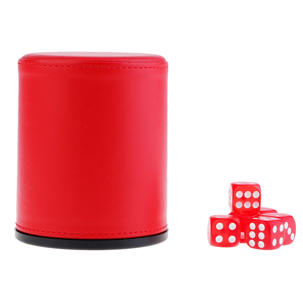 D6 кости набор рука встряхивания кожаный стакан для игральных костей Подземелья и Драконы настольные игры - Цвет: Красный