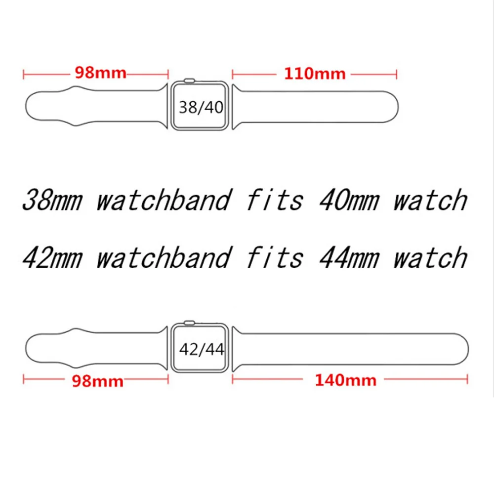 Силиконовый спортивный ремешок для Apple Watch 4, 3, 2, 1, 38, 40, 42, 44 мм, модный сменный Браслет iWatch Series 4, 3, 2, 1