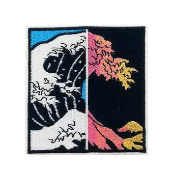 

The Great Wave Off Kanagawa Embroidered Iron On Patch Duotone Sew On Applique