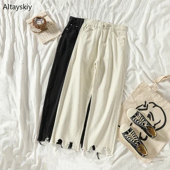 

Jeans Women Summer Loose Solid All-match High-qiuality Simple Daily Korean Style 2020 New Elegant Womens Ladies Students Leisure