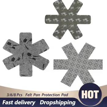 

3/6/8 Pcs Non-stick Pan Bottom Protection Pad Heat Insulation Easy-to-clean Felt Pan Pad For Table Pots And Pans Separator Place