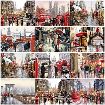 

AZQSD Unframe Painting By Numbers Acrylic Paint Street Home Decoration Coloring By Numbers On Canvas Landscape Unique Gift