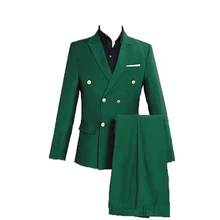 Зеленый смокинг жениха свадебные костюмы певицы двубортный приталенный костюм Выпускные платья Модный повседневный мужской костюм