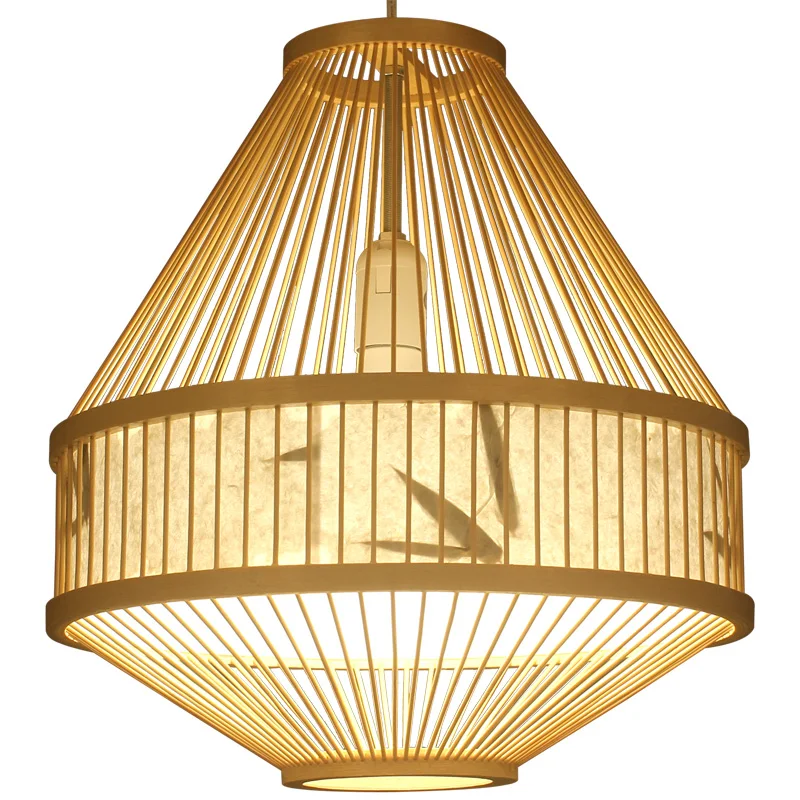 Japan Style Bamboo Pendant Lights Lighting LED Light Fixture Pendent Lamp Dining Living Room Bedroom Kitchen Cafe Hanging Lamp