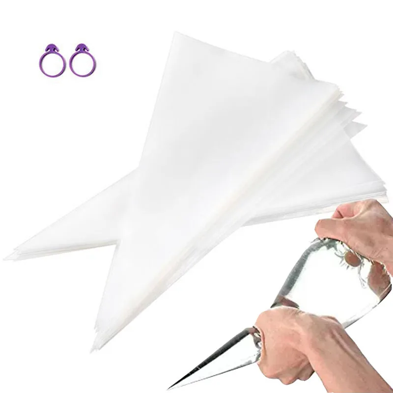 

Disposable Pastry Piping Bags Anti-Burst Small/Medium/Large Size Icing Confectionery Bag With Clips Cake Decorating Supplies