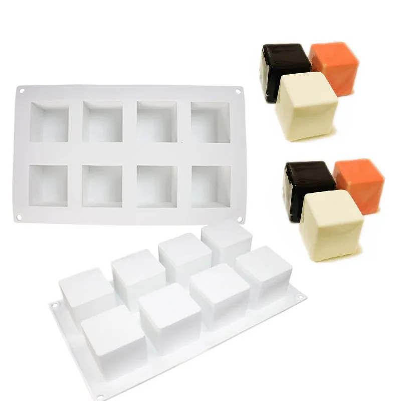 

1PCS Silicone 8 Cavity Square Mousse Silicone Cake Mold Baking DIY Rubik's Cube Large Ice Cream Chocolate Mold Decorating Tools