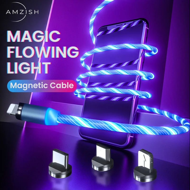 Amzish Micro USB кабель type C для samsung S8 S9 магнитное зарядное устройство iPhone X XR 8 зарядный