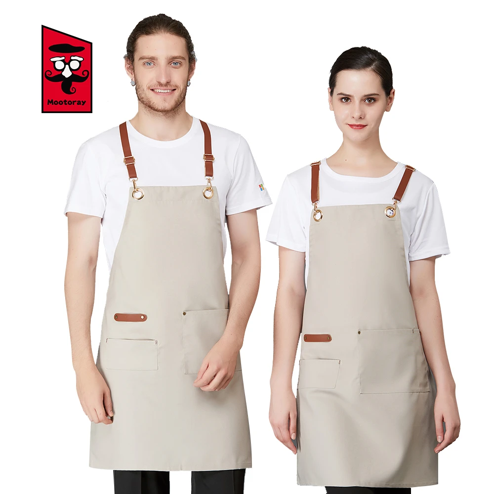 

Unisex Leather Shoulder Strap Solid Color Working Apron Restaurant Hotel Cafe Bakery Barber Shop Waiter Work Uniform Accessories