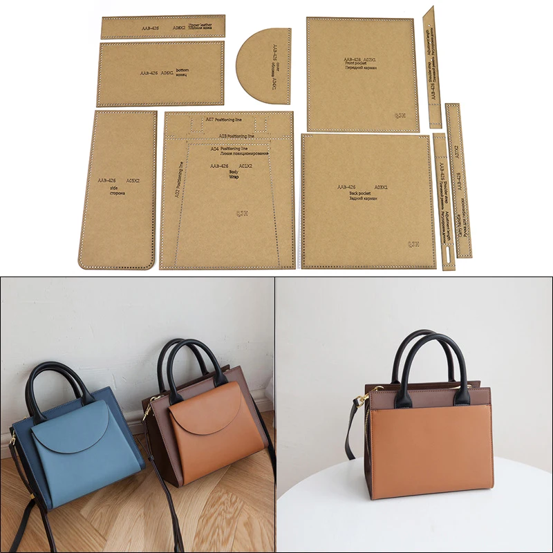 

Leather Craft Personality Fashion lady Shoulder Messenger Bag Sewing Pattern Hard Kraft Paper and Acrylic DIY Template 24*20cm