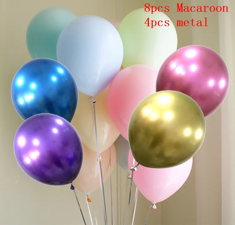

12pcs Macaroon Balloon Pearl Latex Metal Balloon Chrome Metallic Colors Inflatable Air Balloons Globos Metalicos Party Decoratio