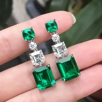 Huitan Gorgeous Green Stud Earrings For Women Wedding Bands Jewelry Bridal Engagement Party Earring Gift Elegant Female Jewelry