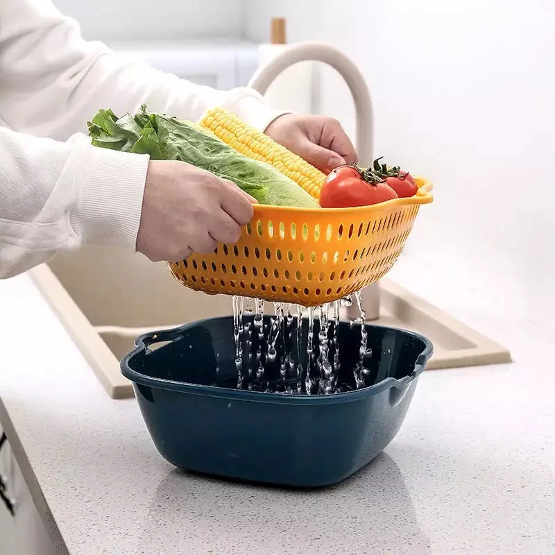 OLOEY 6-Piece Kitchen Drain Basket Colander Fruit Vegetable Washing Basket Strainer Drainer With Handle Kitchen Storage Tools