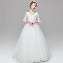 Корейское милое детское Пышное Платье принцессы белого цвета для девочек на свадьбу, вечеринку платья для выпускного вечера для подростков