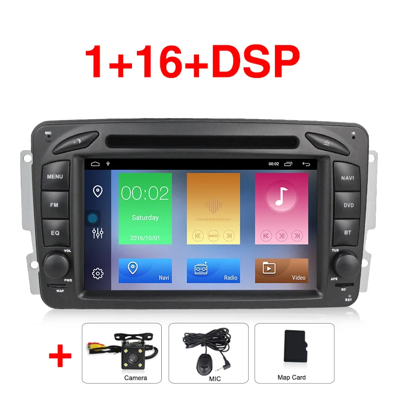 Android 9,1 2+ 32G HD Автомобильный dvd-плеер радио аудио gps Navi для Mercedes Benz W209 W203 W168 ML W163 W463 Viano W639 Vito RDS - Цвет: 16G