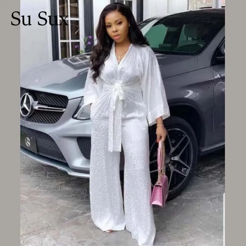 Casual White Wide Leg Pants Jumpsuit Rompers Women Spring V-Neck High Waist Belt Jumpsuit Bodysuit Overalls Femme Streetwear Casual White Wide Leg Pants Jumpsuit Rompers Women Spring V-Neck High Waist Belt Jumpsuit Bodysuit Overalls Femme Streetwear