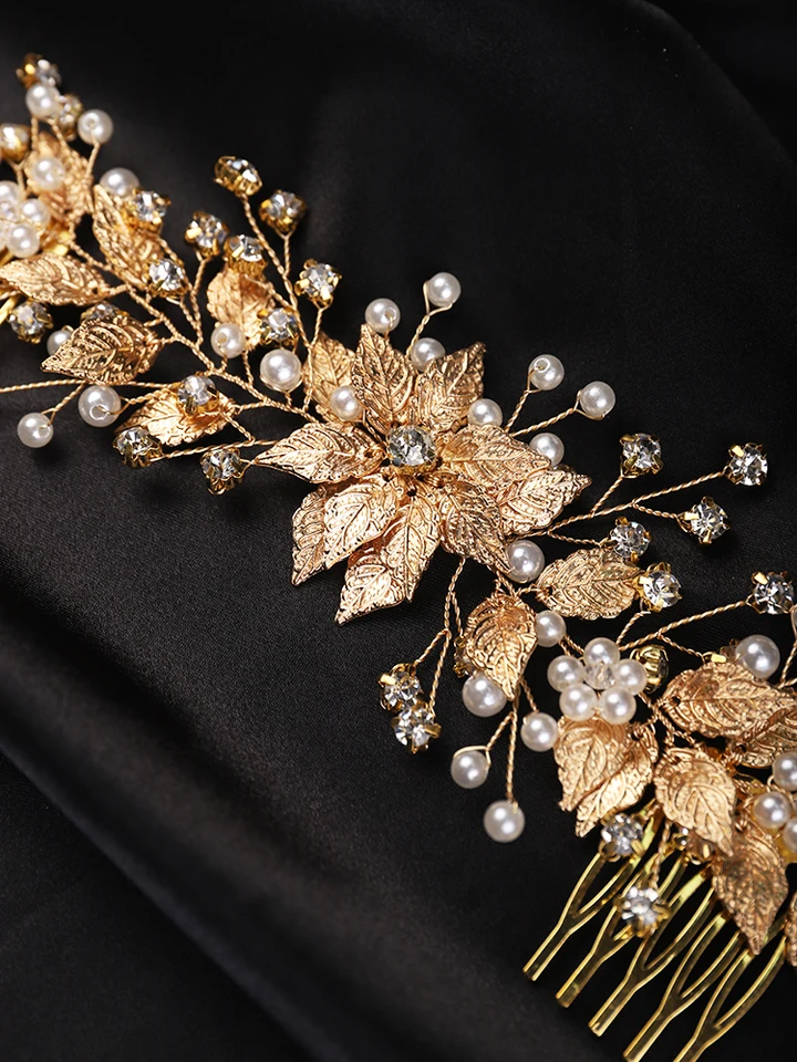 Pettine Per Capelli Da Sposa Con Fiori E Strass - Accessorio Elegante Per Matrimonio E Feste - YAZILIND