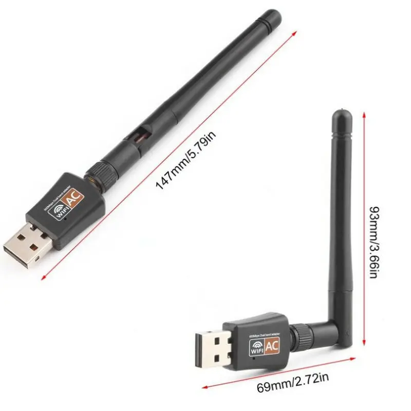 600 Мбит/с Dual Band 2,4/5,8 ГГц Беспроводной Lan USB WiFi адаптер 802.11AC с антенной 11AC 600 м USB Беспроводной сети Lan card 50 шт