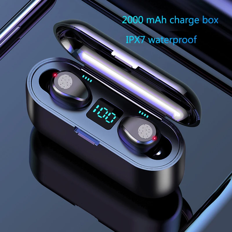  Wireless Earphone Bluetooth V5.0 F9 TWS Wireless Bluetooth Headphone LED Display With 2000mAh Power