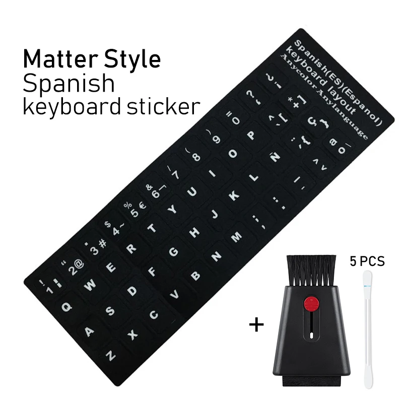 4 Black Spain set Наклейки на клавиатуру НОУТБУК Испанский/английский/русский/французский/немецкий/арабский/корейский/японский/Иврит/тайские буквы раскладка клавиатуры крышка - Цвет: 4 Black Spain set