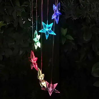 

Color Color Changing Wind Chime Blue Star LED Wind Chime Wind Mobile Portable Waterproof Outdoor Decorative Romantic Wind Bell