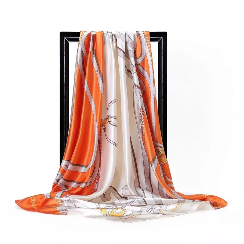 25 Шелковые шарфы Модные 90 см квадратный хиджаб шарф женский Дамская шифоновая шаль Бандана накидка глушитель парео платок - Цвет: 25