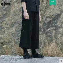 27-44 Customized Big code NEW Fashion men's Original designer retro flax casual wide-legged loose straight nine-minute pants