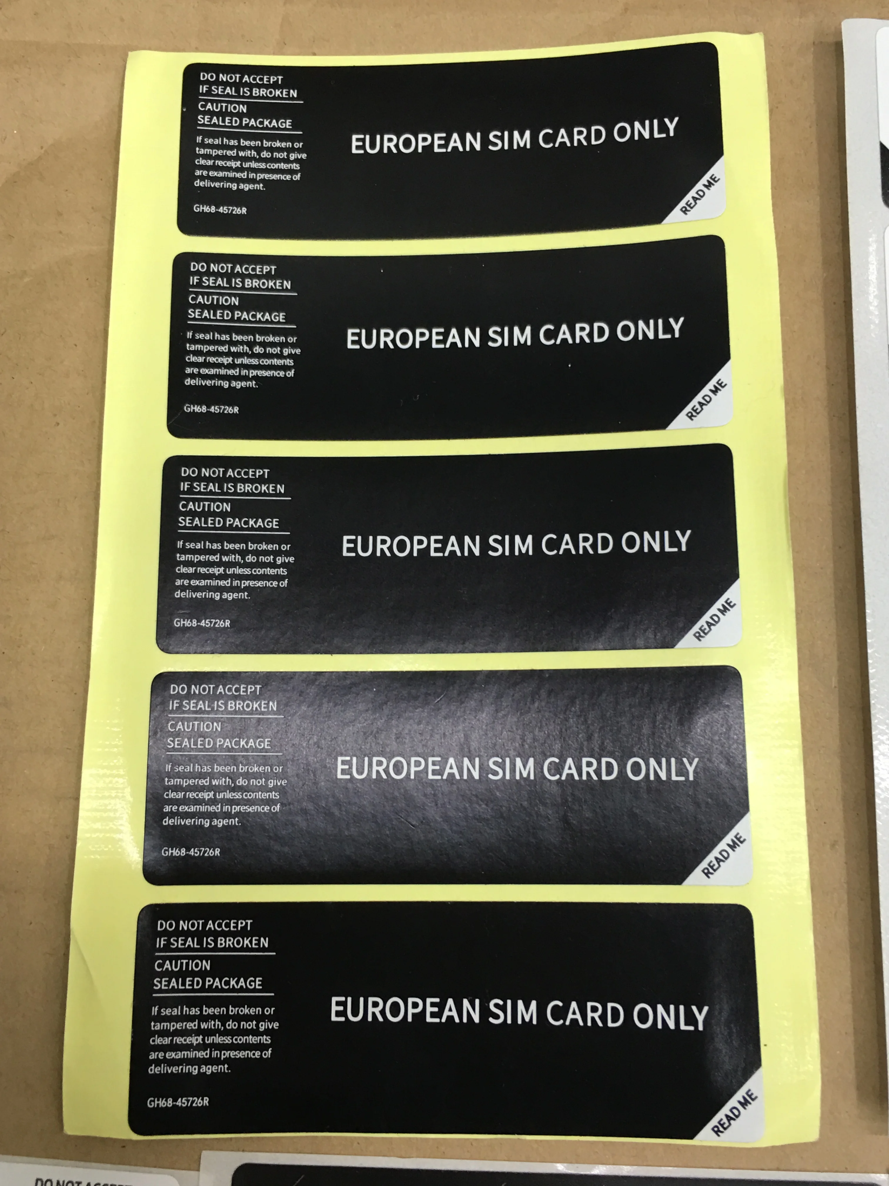 블랙 화이트 SIM 카드 전용 씰 라벨 스티커, S23 S22 NOTE20 PLUS 휴대폰 패키지 박스 씰링 스트립, EU SA 버전, 100 개/로트