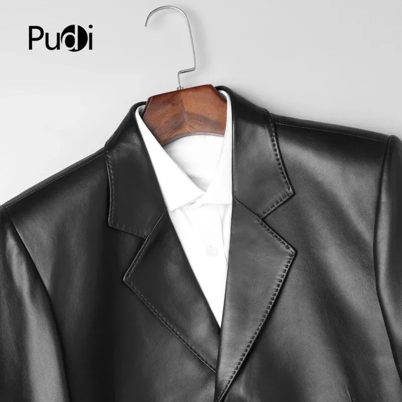 Pudi MT907 Новая модная мужская куртка из натуральной кожи зимнее пальто из натуральной овечьей кожи осенне-зимняя теплая верхняя одежда