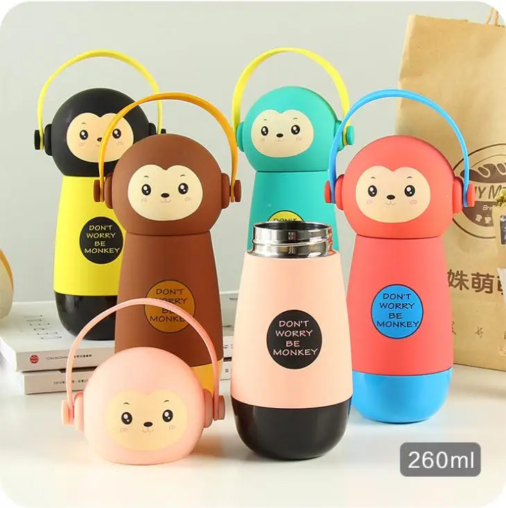 

Creative Cartoon Adorable Kawaii Monkey Cats Vacuum Thermos Kid Water Bottle Stainless Steel Cup Flasks Mug Children Gift