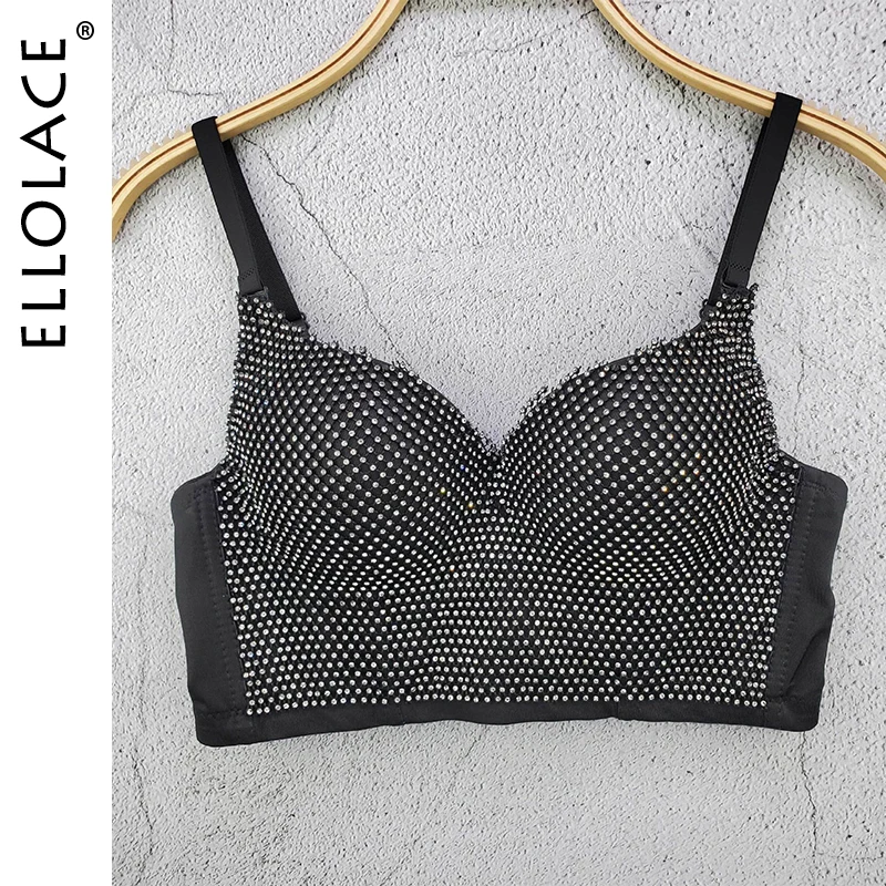 

Ellolace Mesh Diamond Women's Corset Top Black Bustier Slimming Corset Shinny Corset Tops To Wear Out Steampunk Clothing