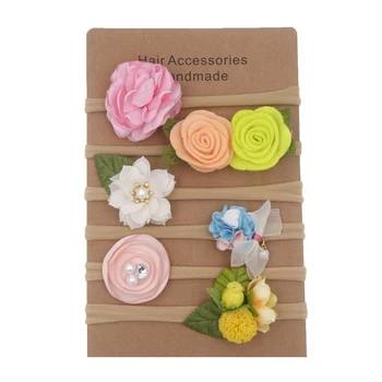 

Warmom 6PCS Baby Girl Flowers Leaves Headband Beauty Headdress Hair Accessories Newborn Infant Princess Elastic Bandeau Headwear