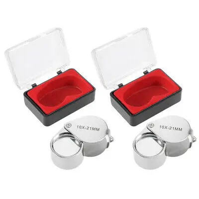 

Mini Jewelers Eye Loupe Magnifier Round Body Jewelry Loupe 10X 21 mm,2pcs Silver