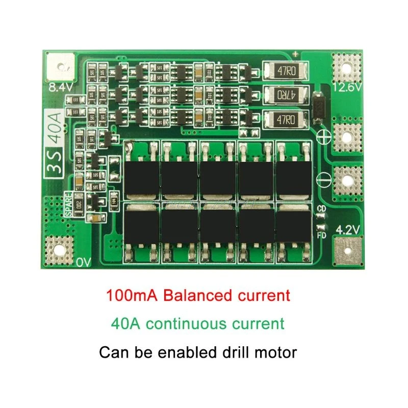 3S 40A литий-ионная батарея зарядное устройство Lipo сотовый модуль PCB плата защиты BMS для бурильного двигателя 12,6 в с балансом Прямая поставка