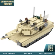 

MOC Tank M1A2 Abrams US Army Main Battle Battle Desert Vehicle Model Modular Building Blocks Set Bricks Toy Kid Christmas Gift